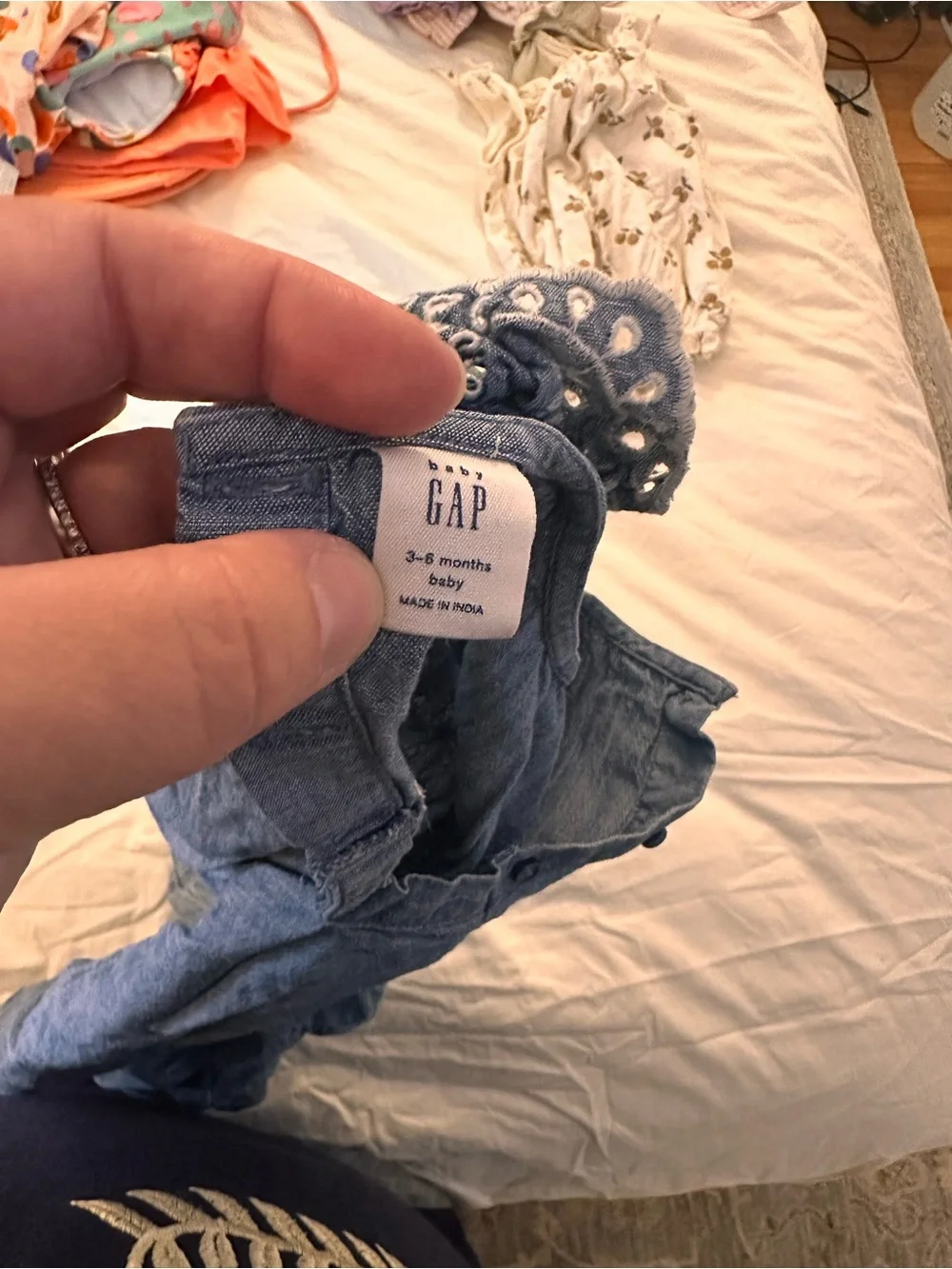 GAP Light Blue Chambray Ruffle Romper